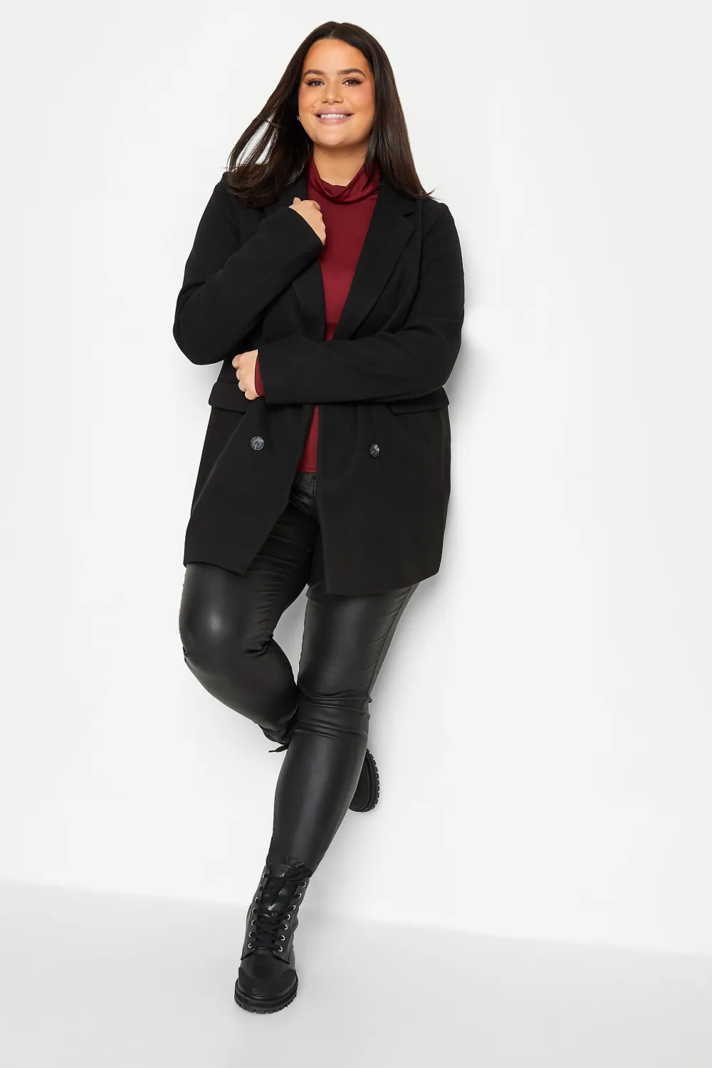 LTS Tall Light Blue Double Breasted Brushed Jacket