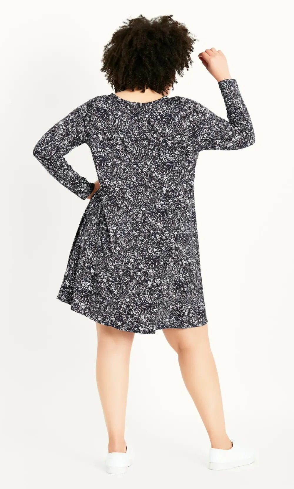 Evans Navy Jersey Printed Swing Dress