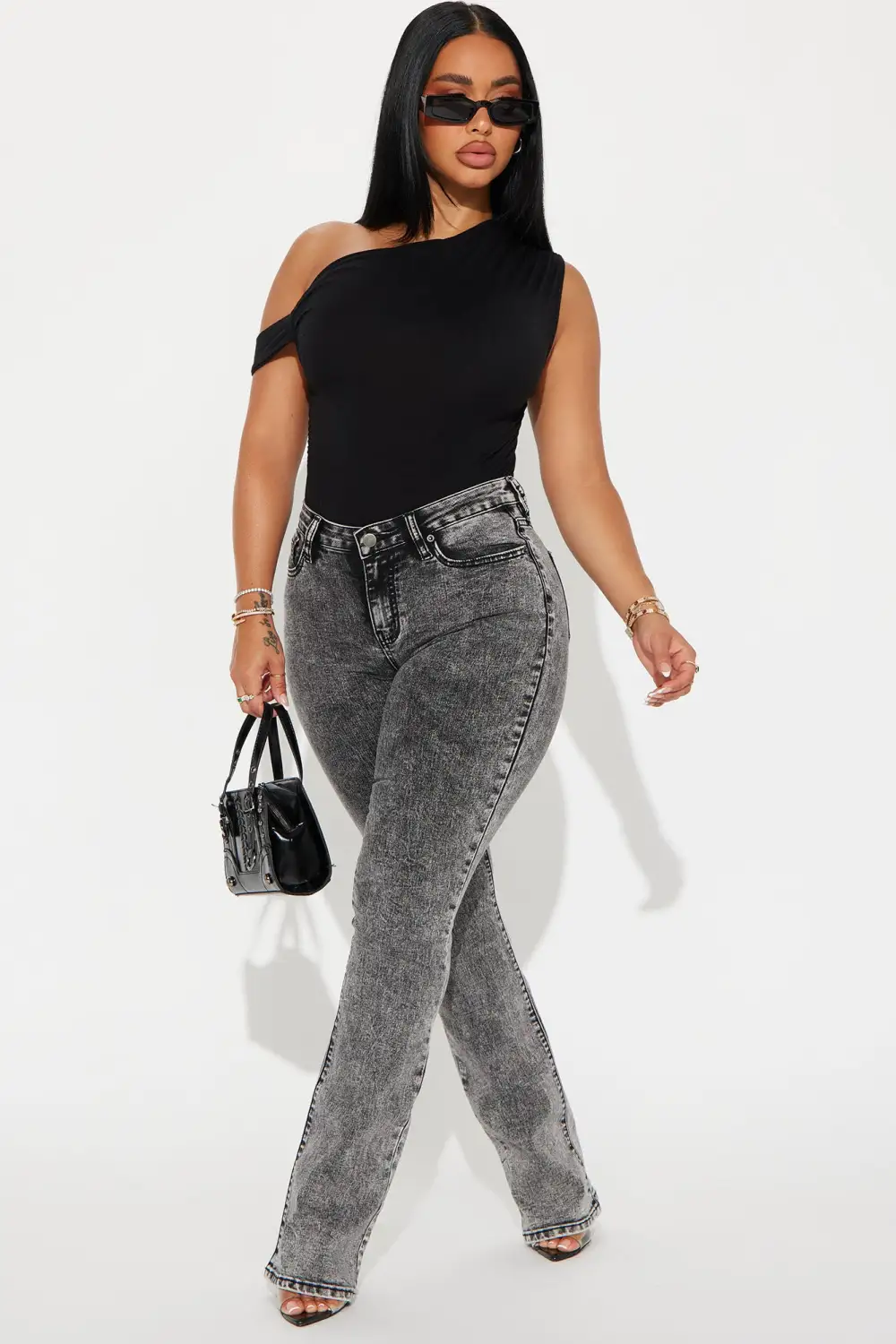 Flex Game Soft Stretch Bootcut Jeans - Acid Wash Black