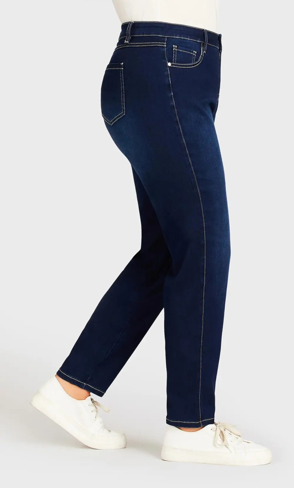 Evans Dark Blue Stitch Detail Skinny Jeans
