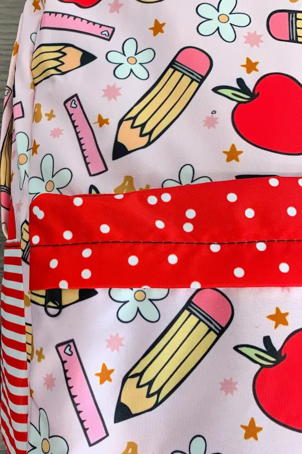 Pink & Red School Supplies Backpack