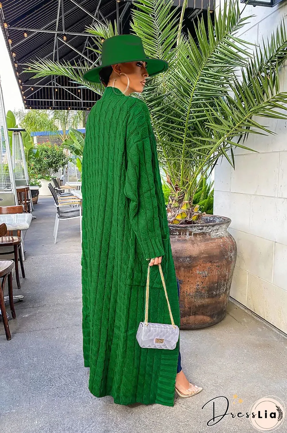Winter Crochet Loose Long Twist Sweater Cardigan