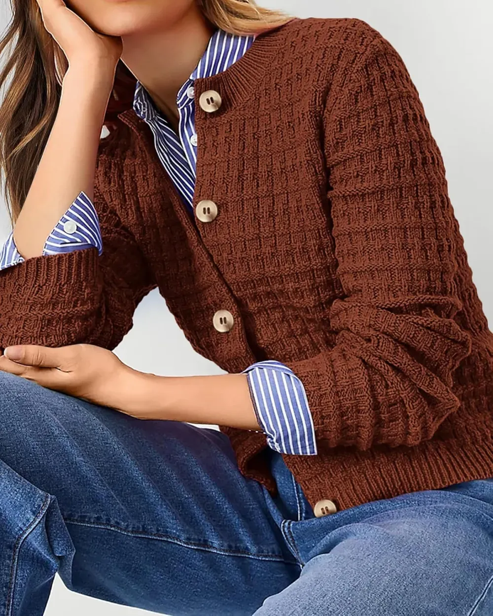 Women's Knit Cardigan Sweaters Casual Long Sleeve Open Front Button Down Trendy Jackets Outerwear