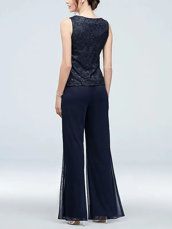 Simple chiffon jacket cardigan ladies three pieces set