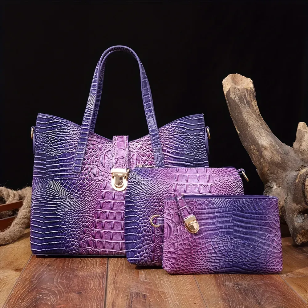 3pcs Gradient Color Purse Set