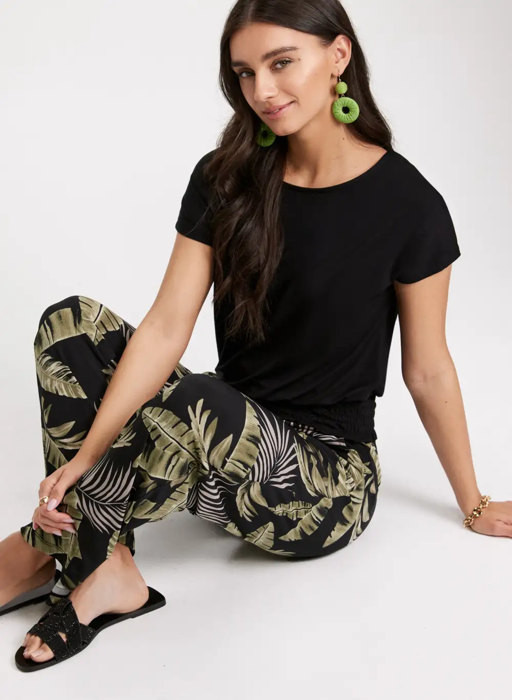 Pull-On Leaf Print Pants