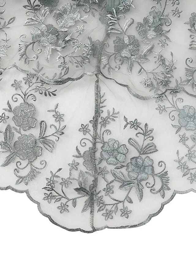 Women‘s Plus Size Party Dress Lace Dress Semi Formal Dress Midi Dress Navy Blue Blue Gold 3/4 Length Sleeve Floral Lace Summer Spring Fall Crew Neck Elegant Party Wedding Guest Dress