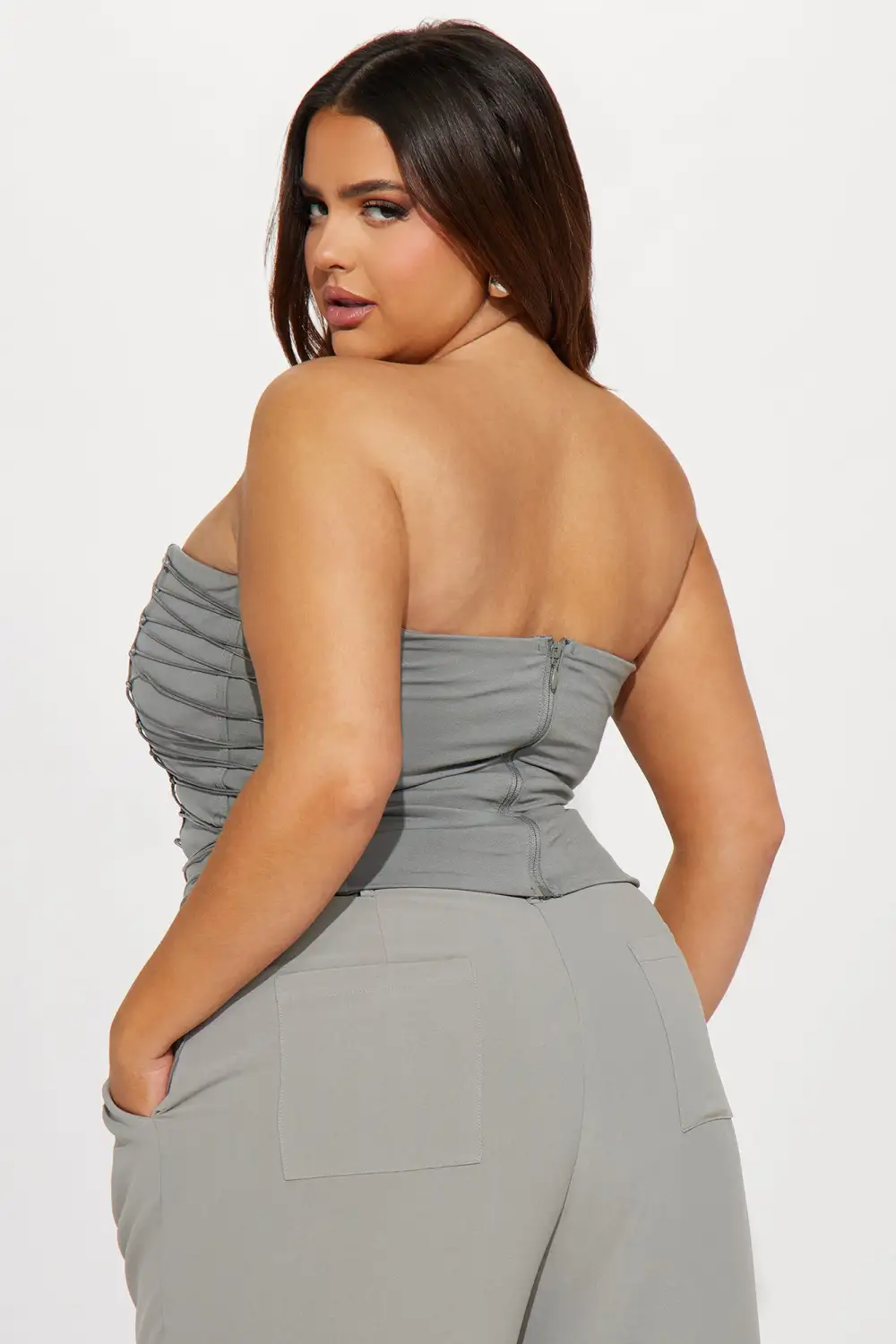 Hot List Strappy Corset top - Grey