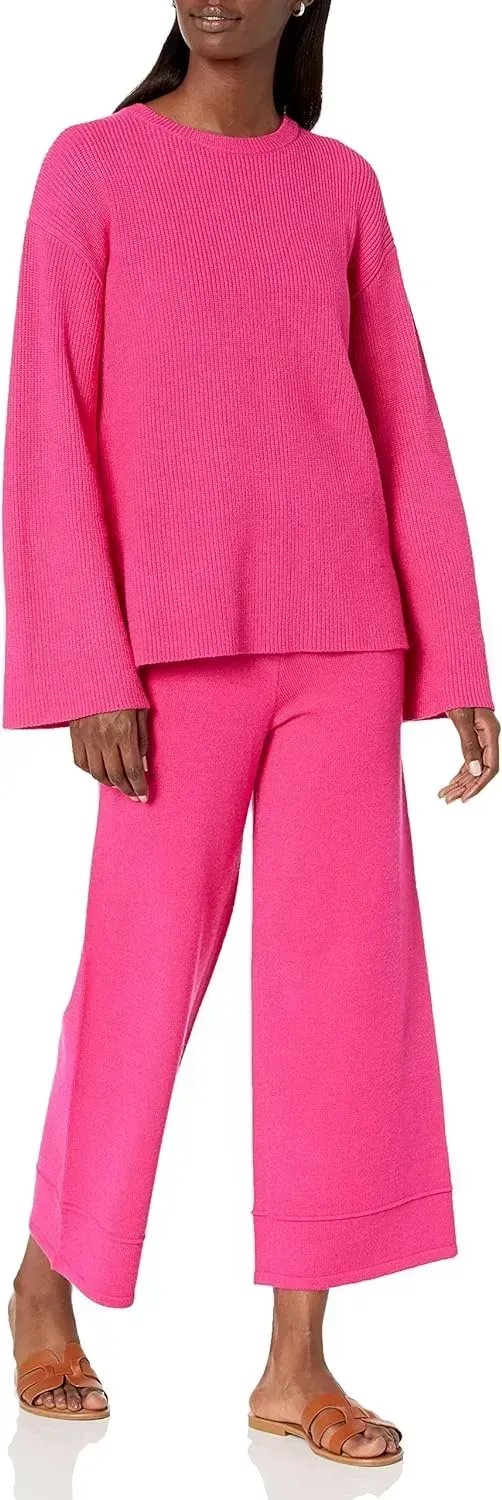 Women's Alice Crewneck Back-Slit Ribbed Pullover Sweater