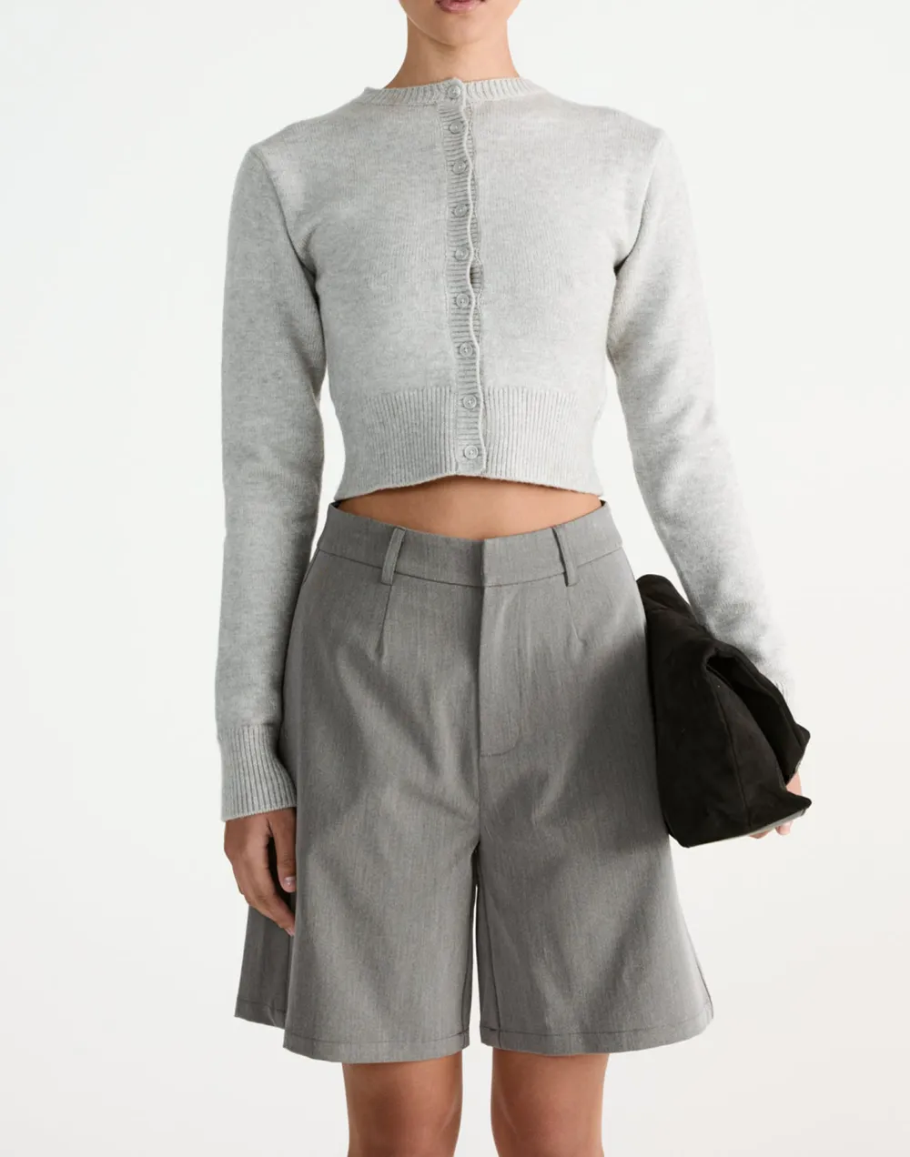 Minimalist High Waist Slim Wide Leg Short Style