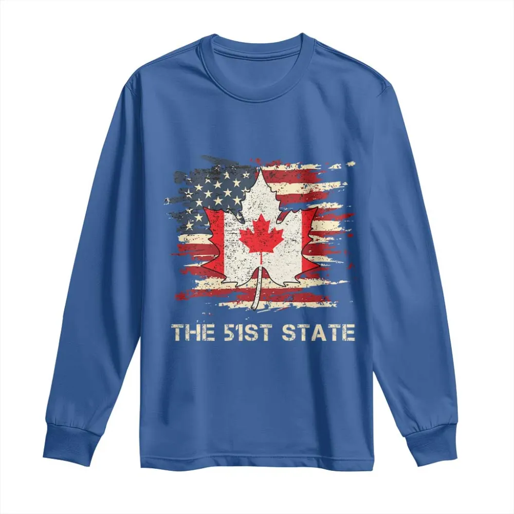 Canada The 51st State Long Sleeve Shirt Canadian Maple American Flag TS09