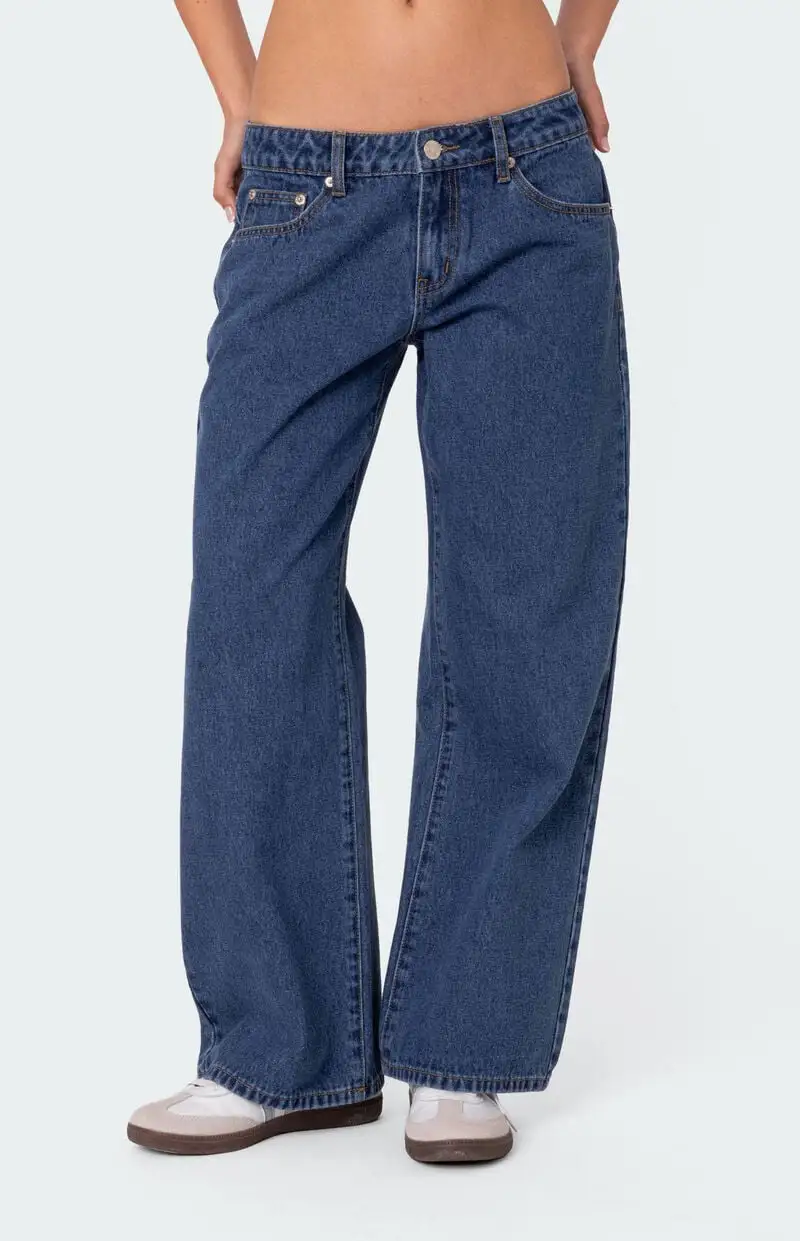 Edikted Petite Raelynn Washed Low Rise Jeans