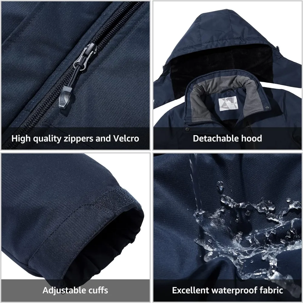 Women's Waterproof Mountain Ski Snow Jacket with Fleece Outdoor Windproof Raincoat Hooded for Fall and Winter