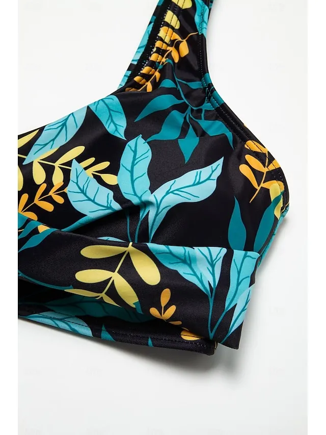 Floral Print Smocked Bikini Swimsuit