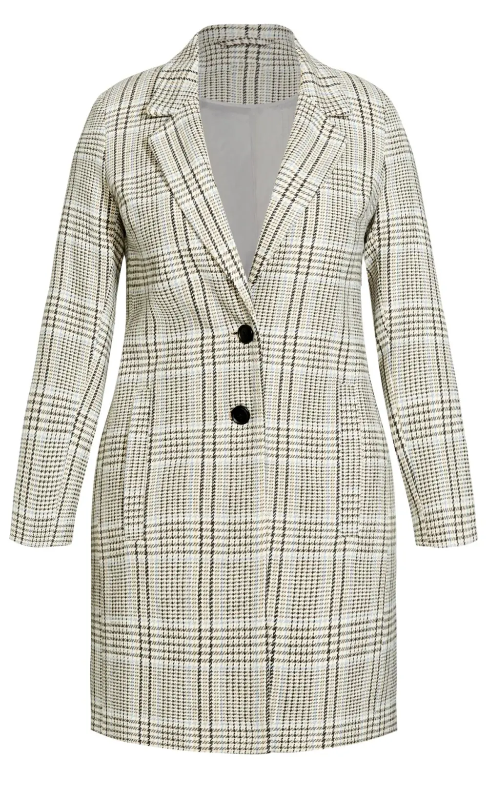 Evans Natural Brown Checked Button Detail Blazer