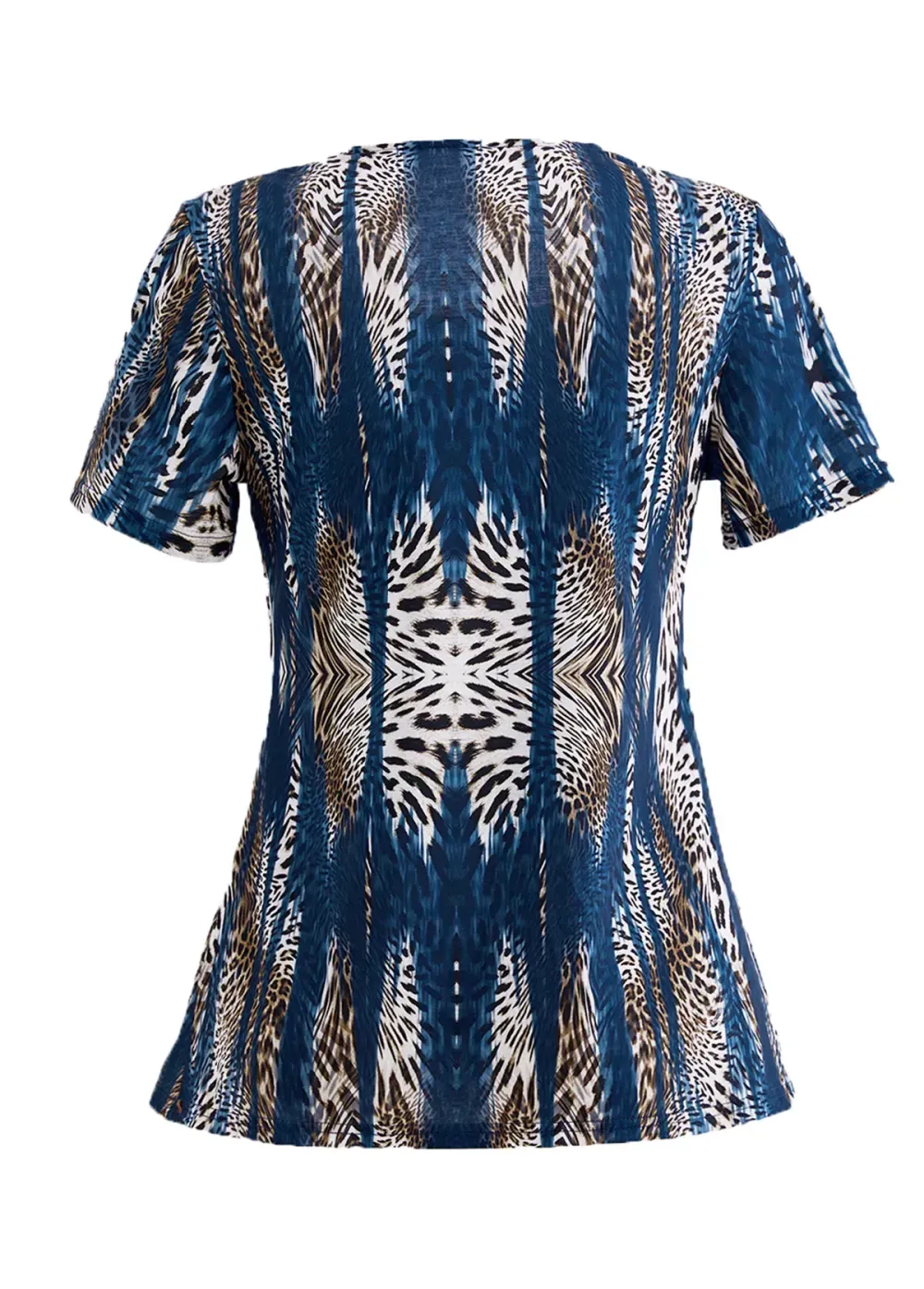 Peacock Blue Fake 2in1 Leopard T Shirt