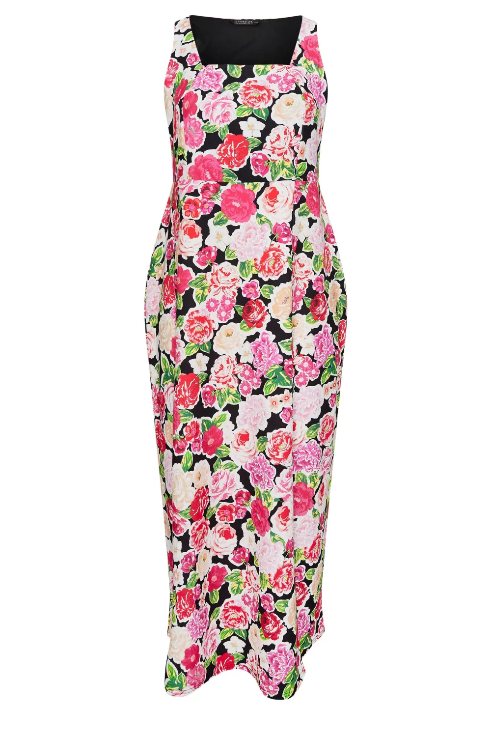 YOURS Curve Pink Floral Print Square Neck Maxi Dress