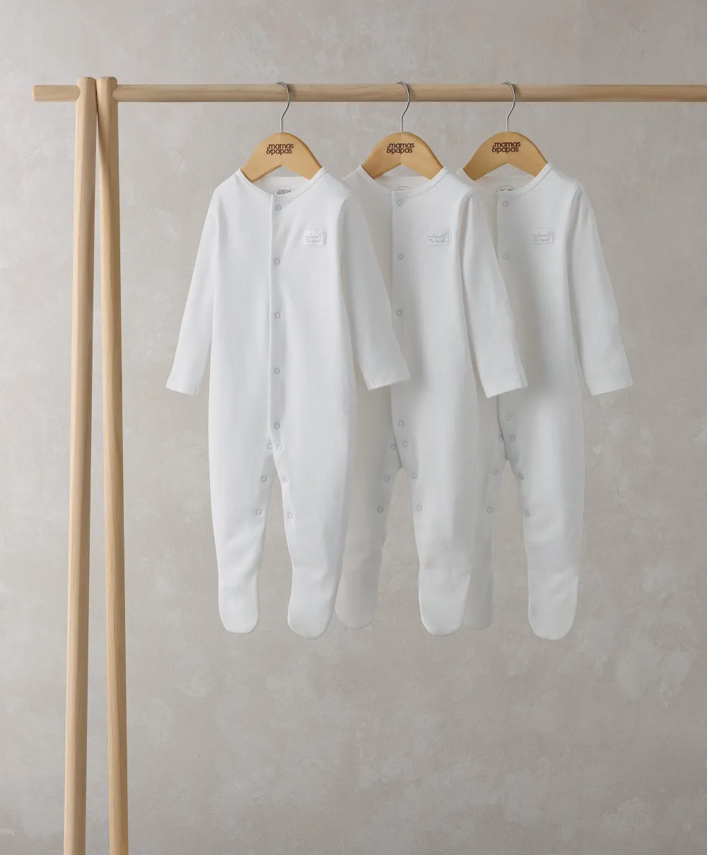 Organic Sleepsuits (3 Pack) - White