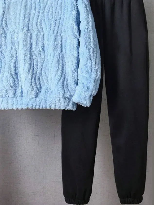 Women Plain Hoodie Long Sleeve Comfy Casual Top With Pants Two-Piece Set