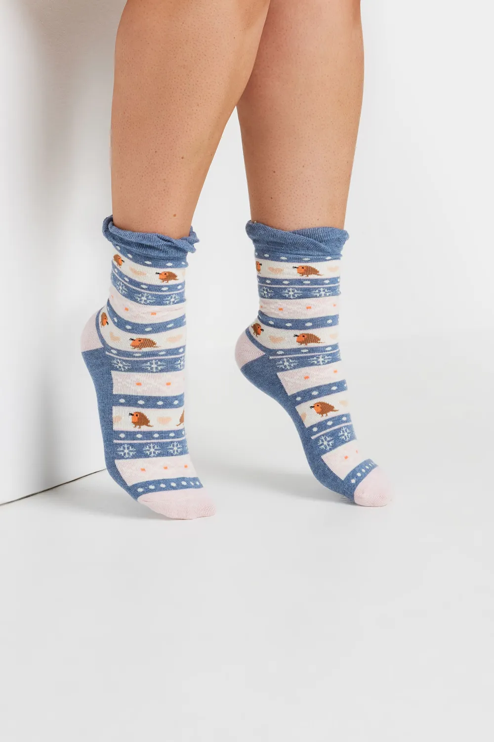 4 PACK Blue Fairisle Print Ankle Socks