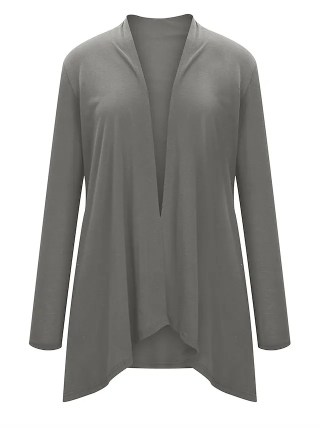 Women's Cardigan Sweater Open Front Ribbed Knit Knit Pocket Summer Fall Outdoor Daily Weekend Stylish Casual Soft Long Sleeve Solid Color Black White Wine S M L