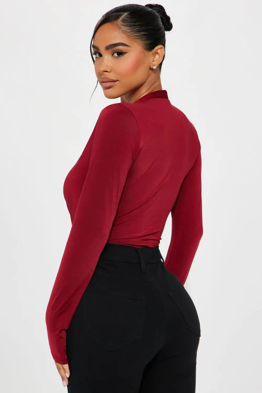Lizette Twist Front Bodysuit - Wine