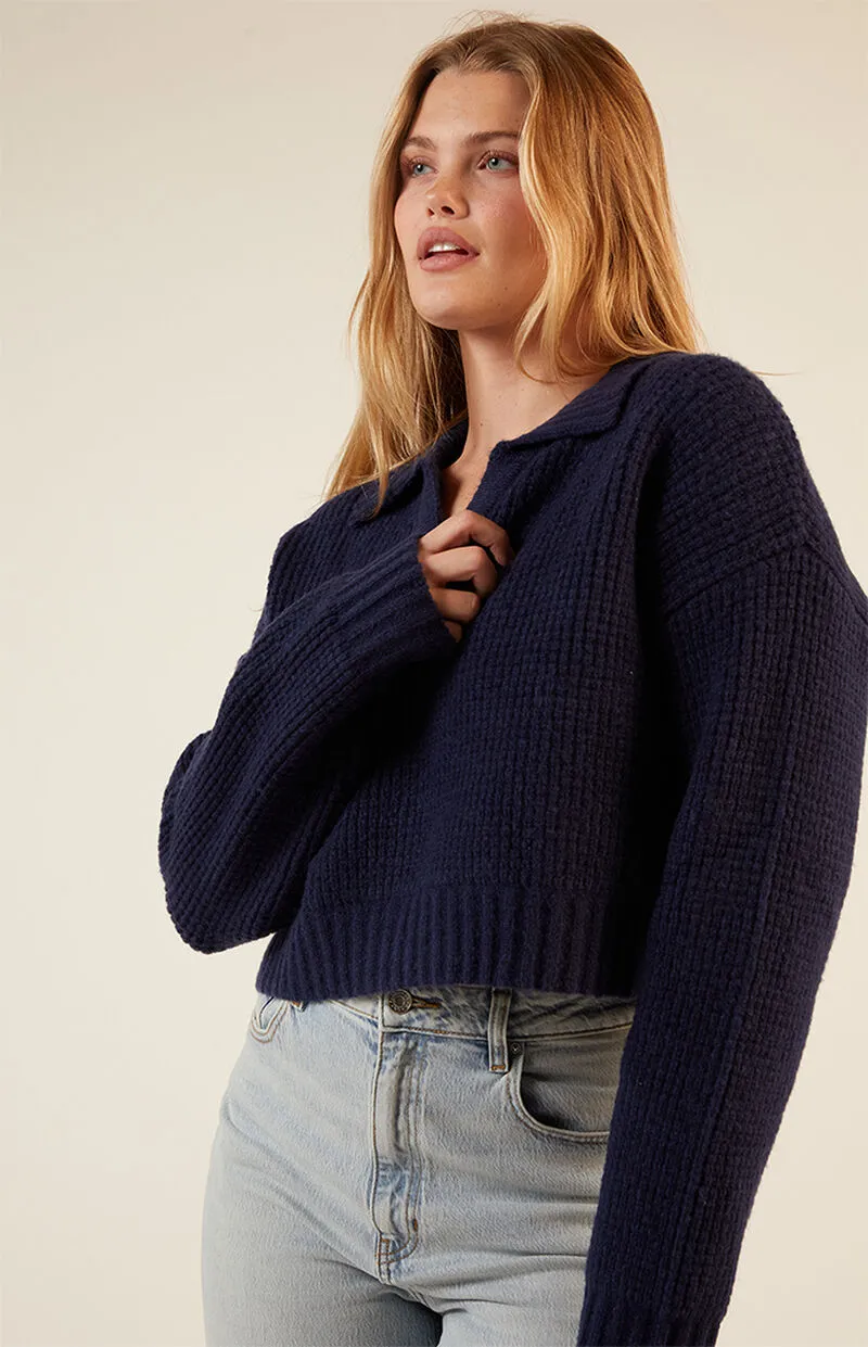 LA Hearts Gabriela Waffle Knit Collared Sweater