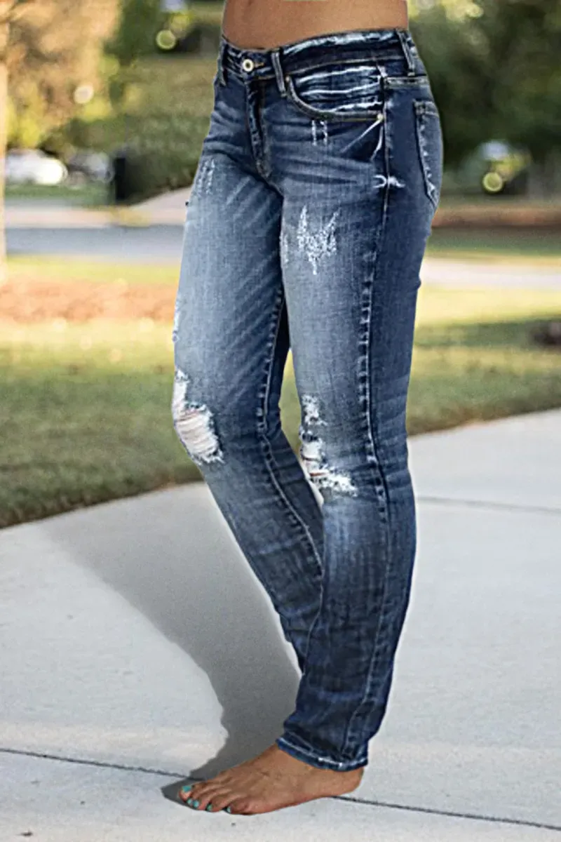 Distressed Low Rise Skinny Jeans