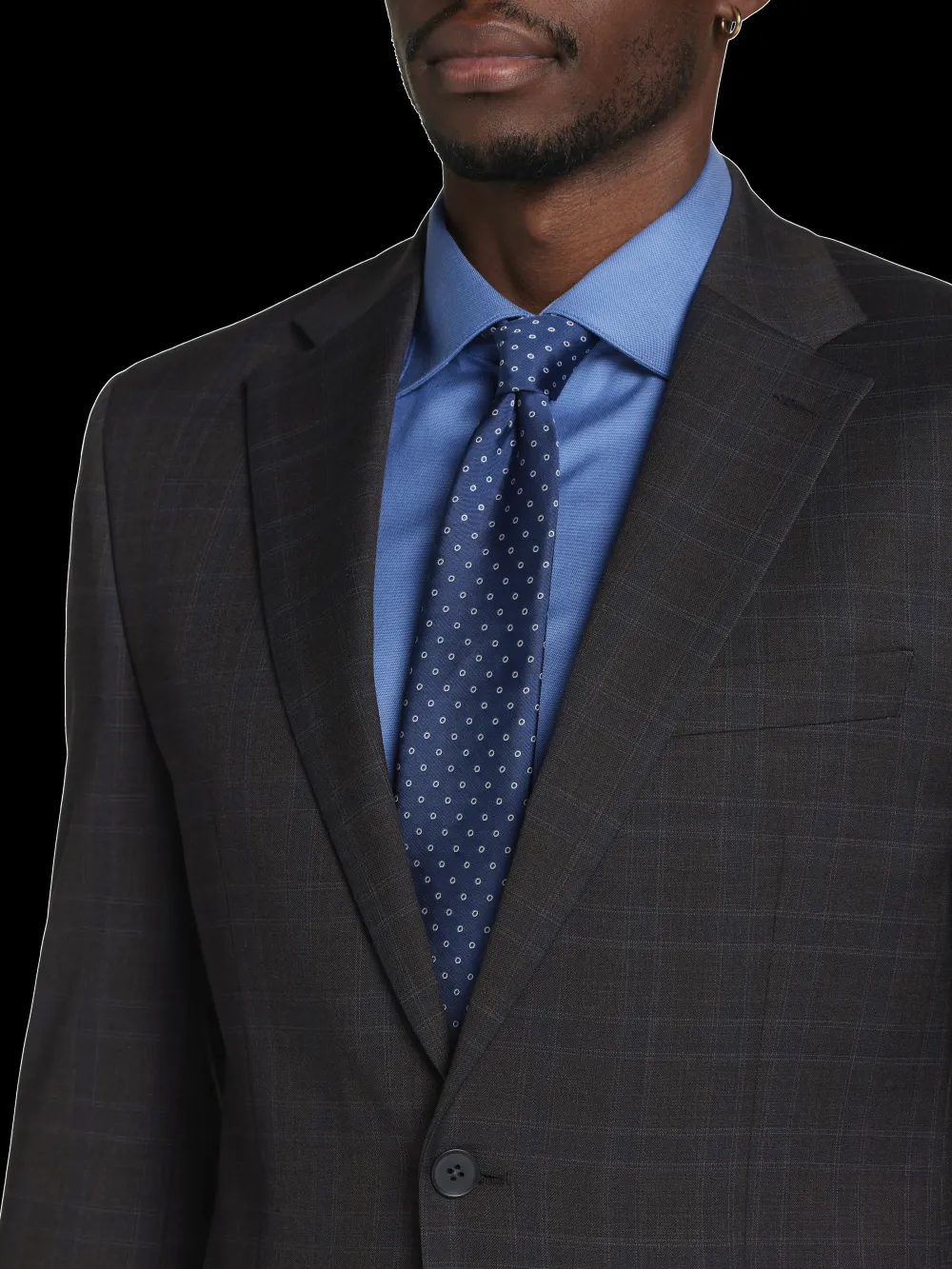 Michael Strahan Classic Fit Wool Blend Plaid Suit Jacket