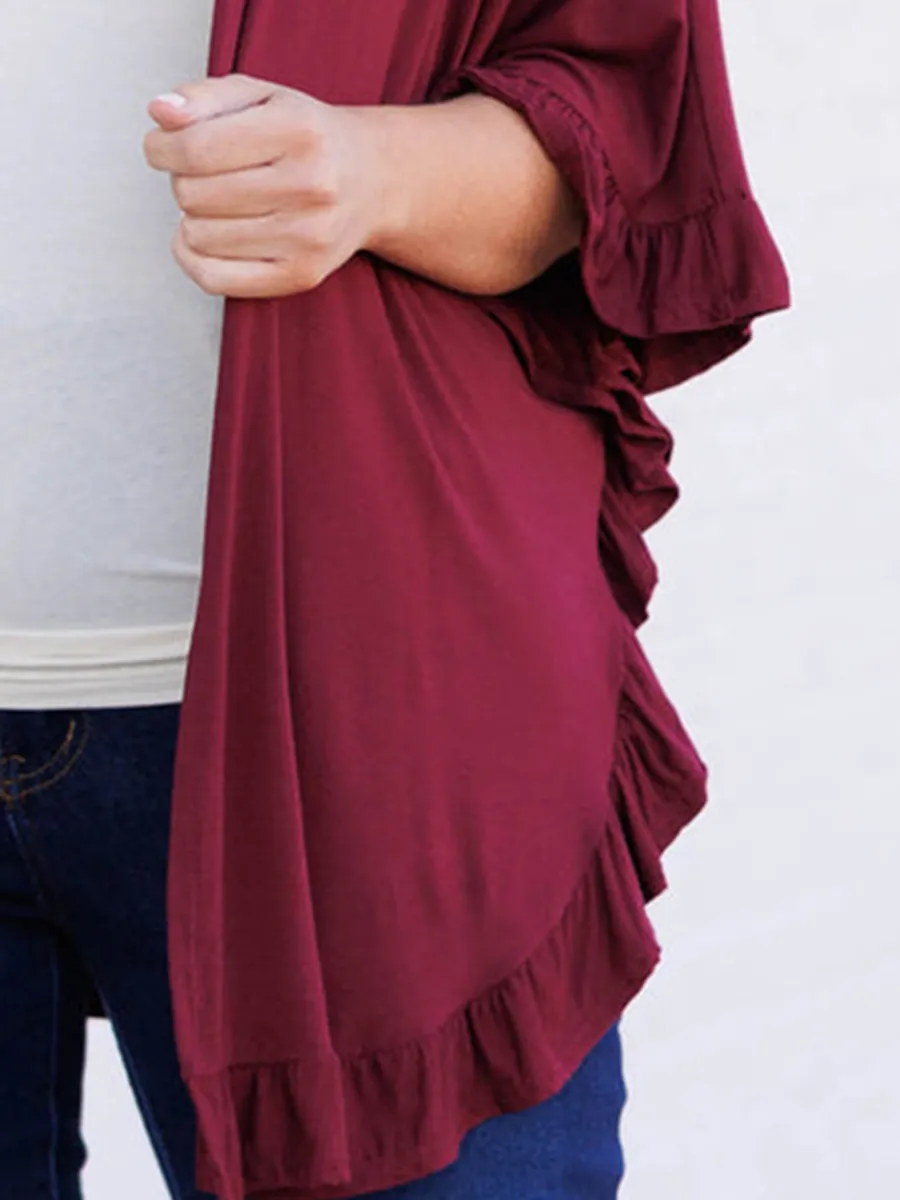 一个分类-Wooden ear edge circular hem cardigan