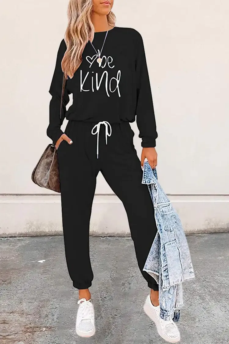 Black Crew Neck Long Sleeve Oversized Tracksuit