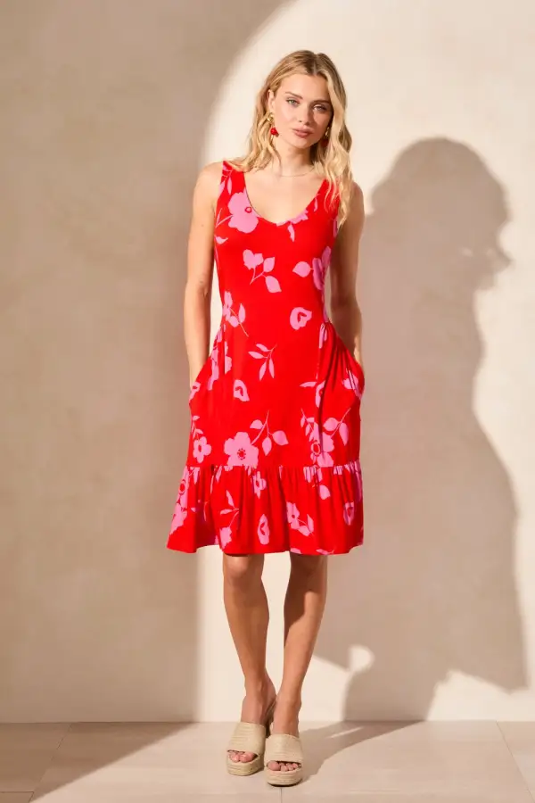 Printed Sleeveless Dress-Poppy