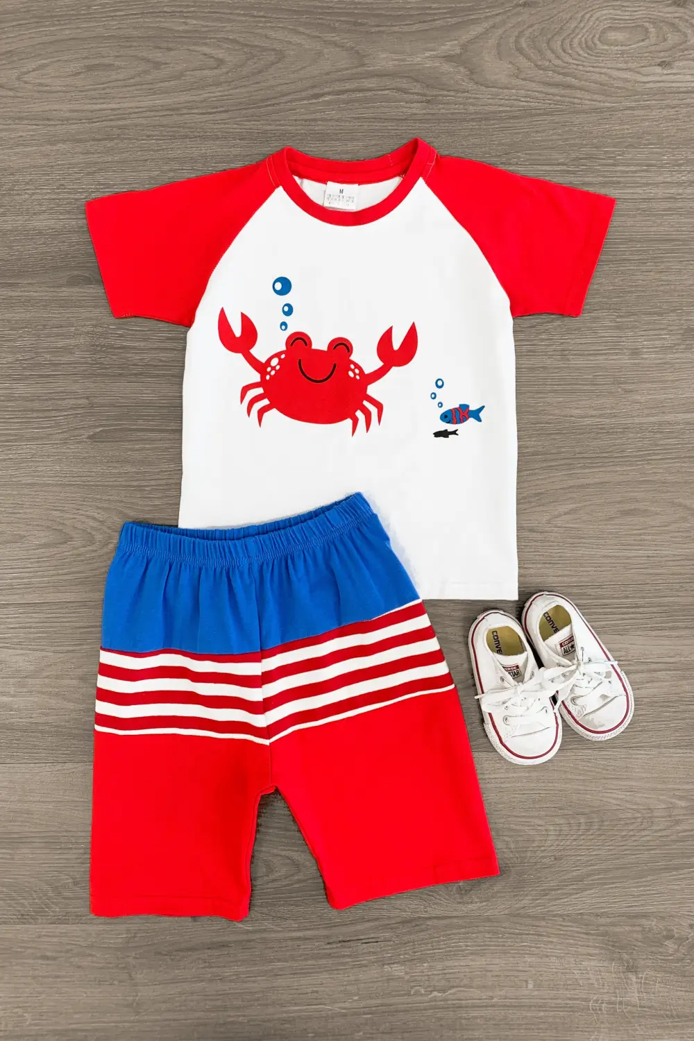 Red Seaside Crab Short Set