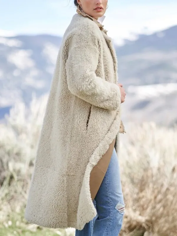 Shawl Collar Suede Plain Teddy Jacket