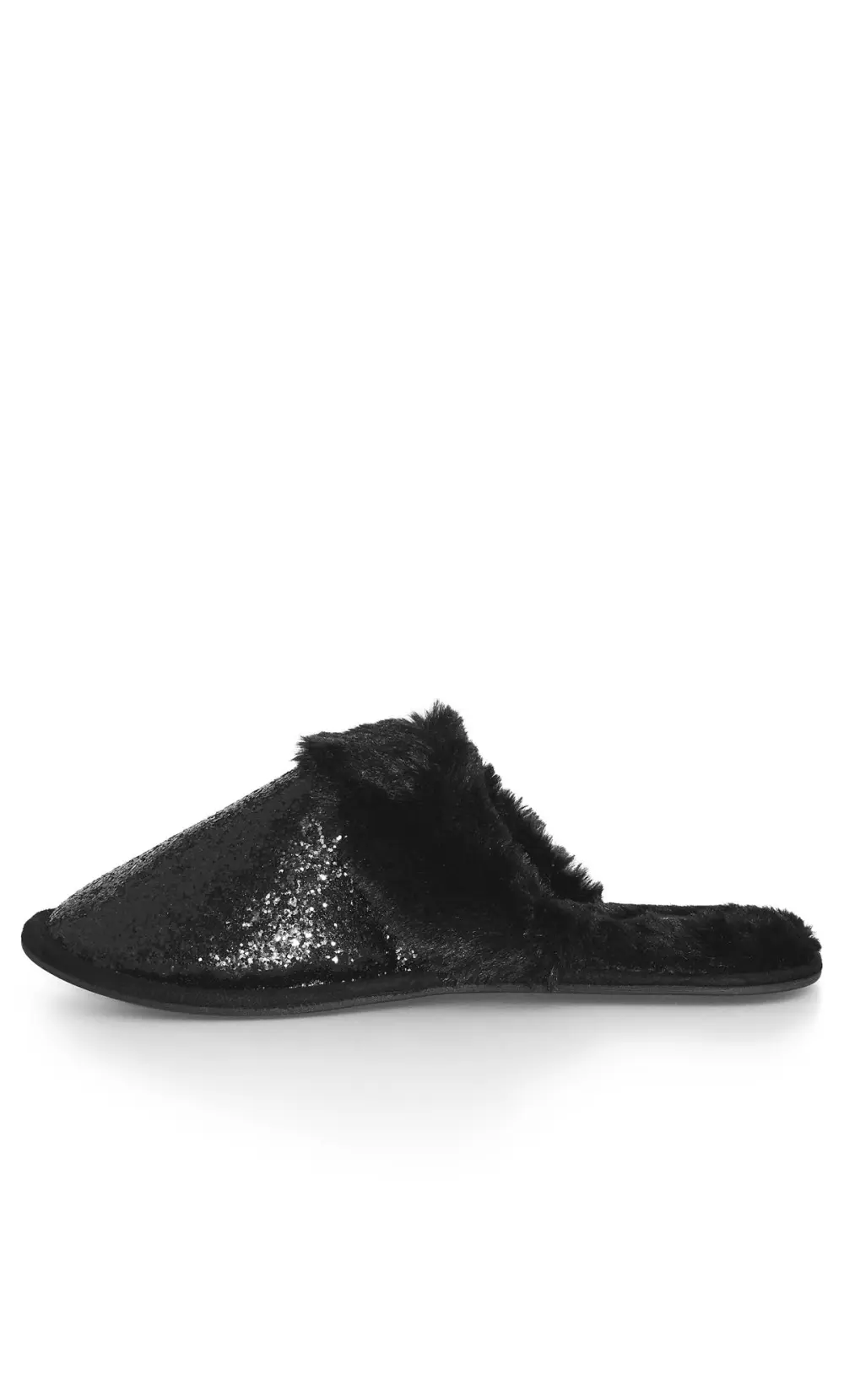 Evans Black Sequin Mule Slippers