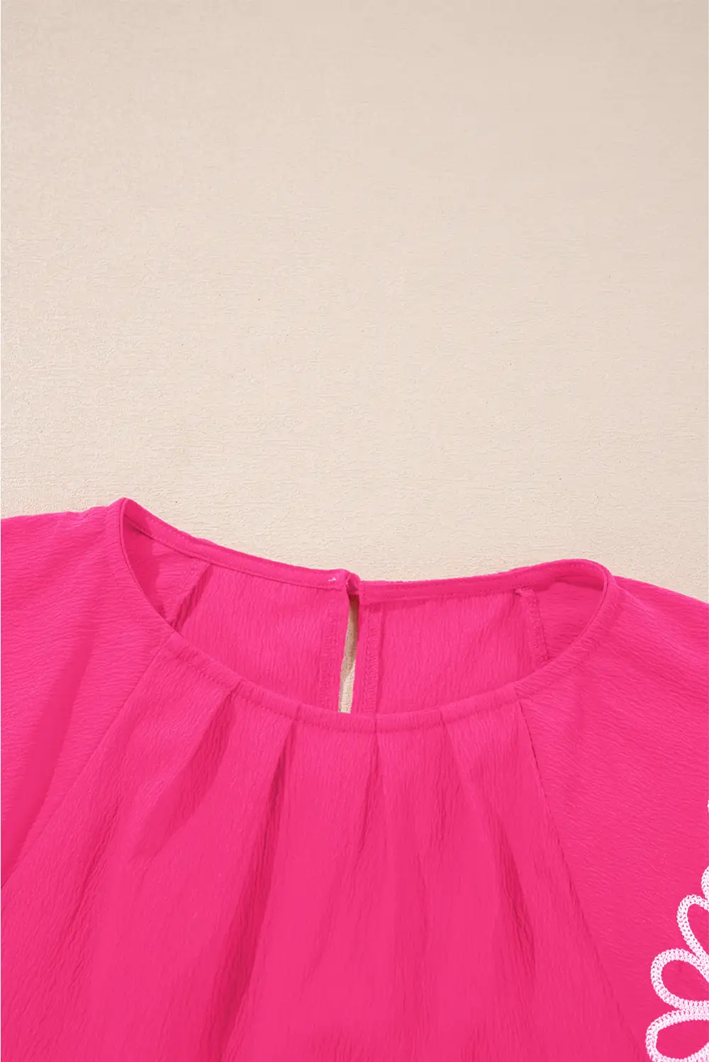 Floral Embroidered Pleated Blouse