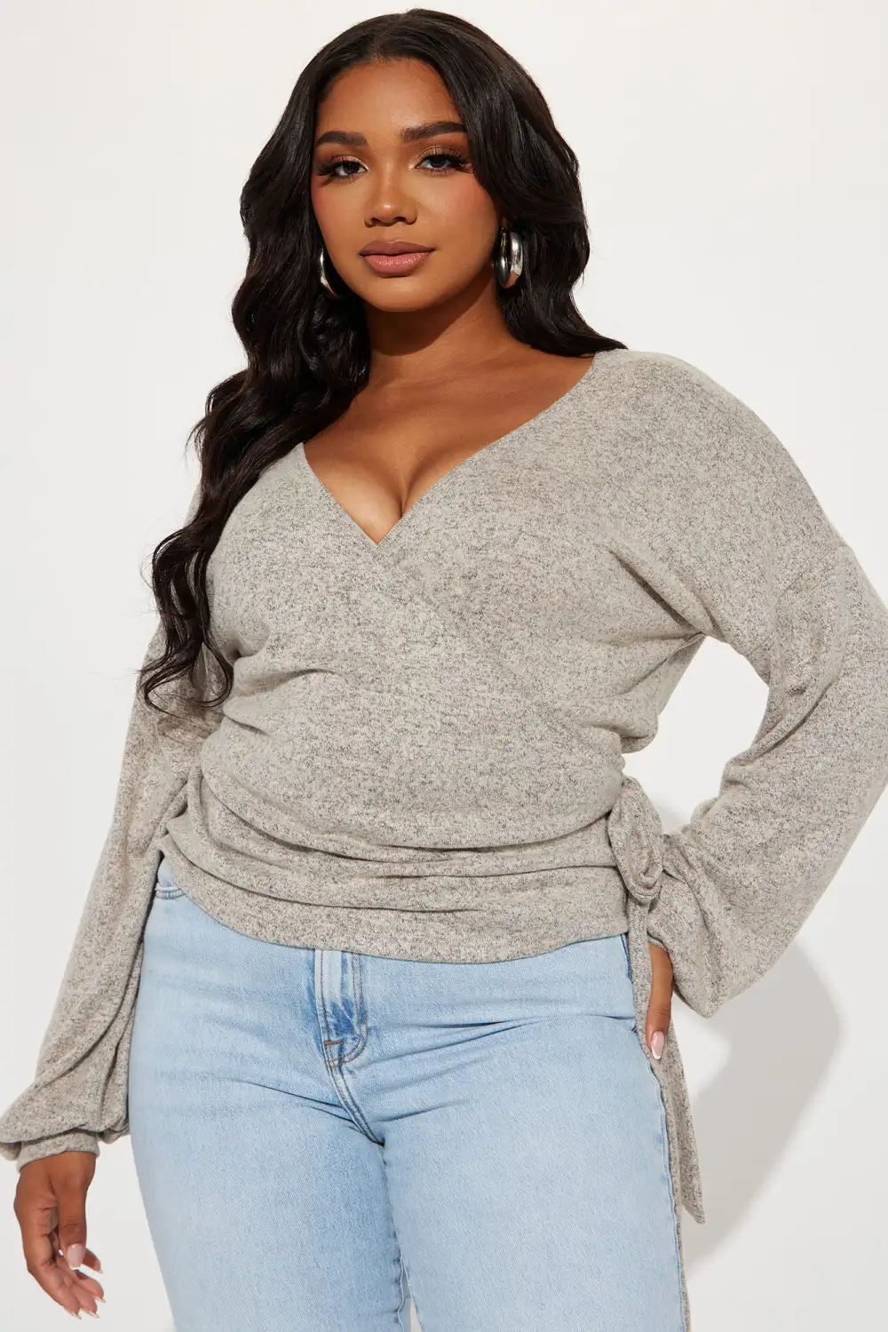 Natalia Wrap Top - Beige