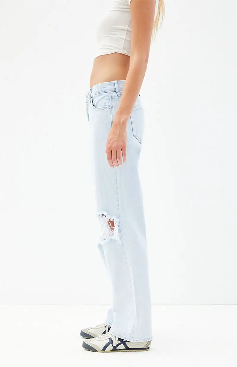 PacSun Jordyn Light Indigo Ripped Low Rise Straight Leg Jeans