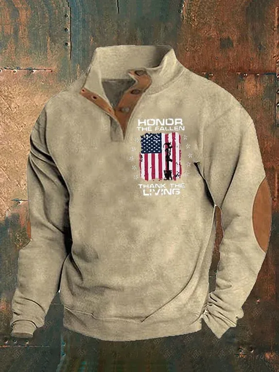 Men's Honoring The Dead Thank You, Veteran Flag Flag Print Sweatshirt