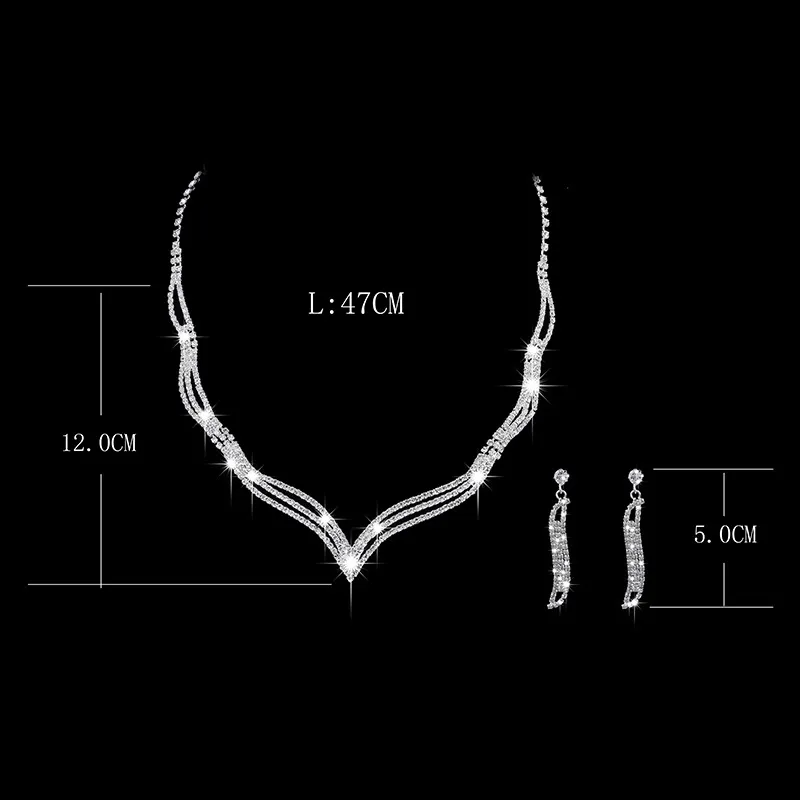 OL Claw Chain Rhinestone Foxtail Necklace Earring Set