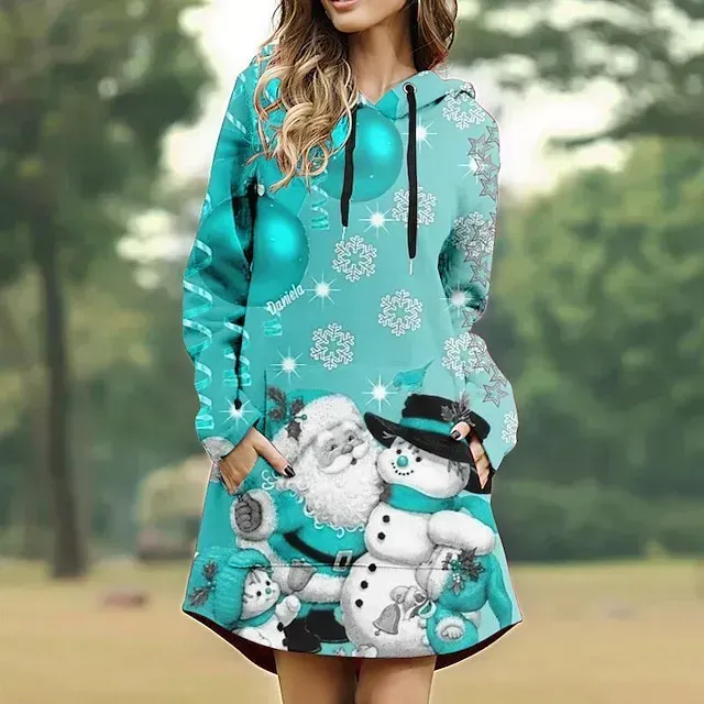 Reindeer letter Masquerade Hoodie Pullover Women's Christmas Christmas Carnival Masquerade Adults' Christmas New Year Eve Polyester Top