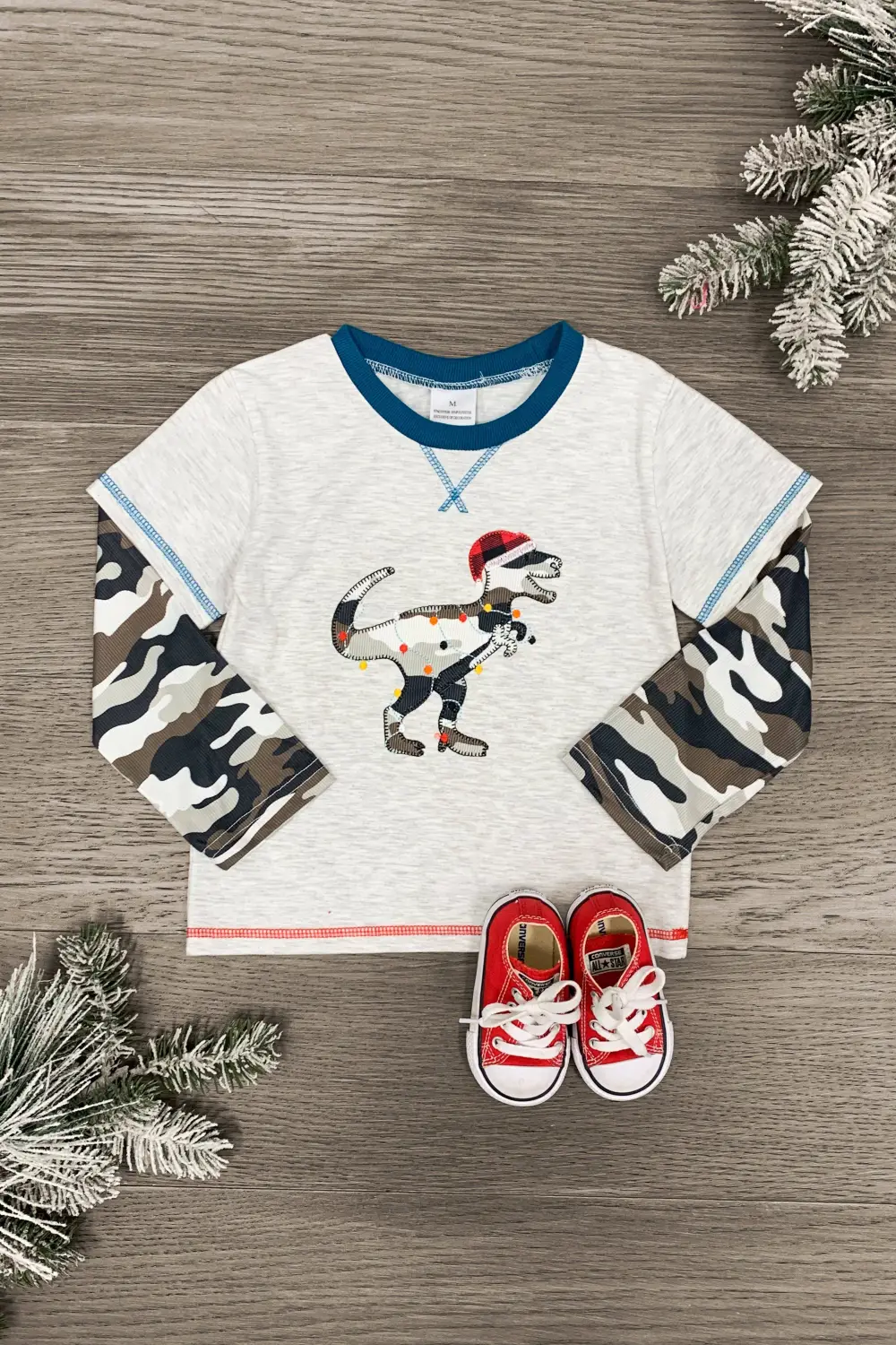 Santasaurus Long Sleeve Camo T-Shirt