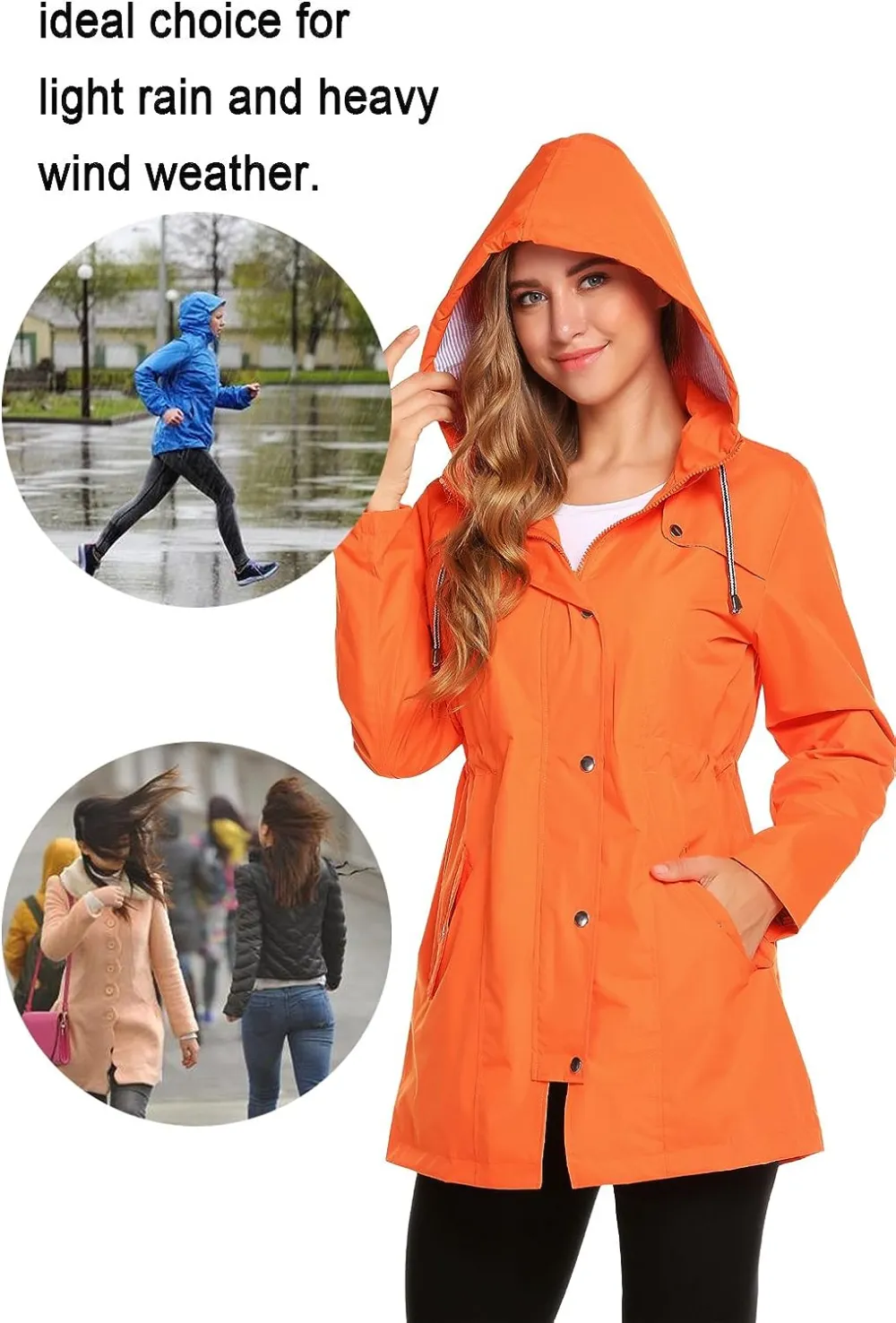 Womens Lightweight Hooded Waterproof Active Outdoor Rain Jacket S-XXL