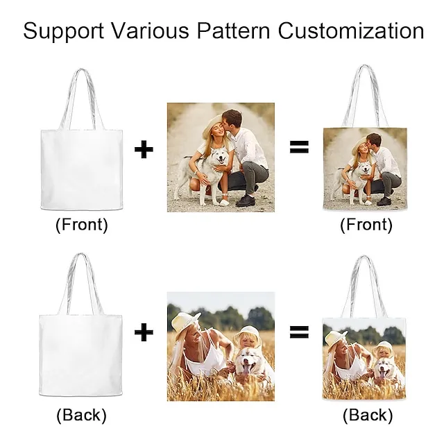 Women's Tote Shoulder Bag Canvas Tote Bag Customize Polyester Shopping Holiday Print Large Capacity Foldable Lightweight Cat Black / White Black / Red Custom Print