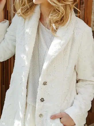 Fleece Plain Casual Teddy Jacket