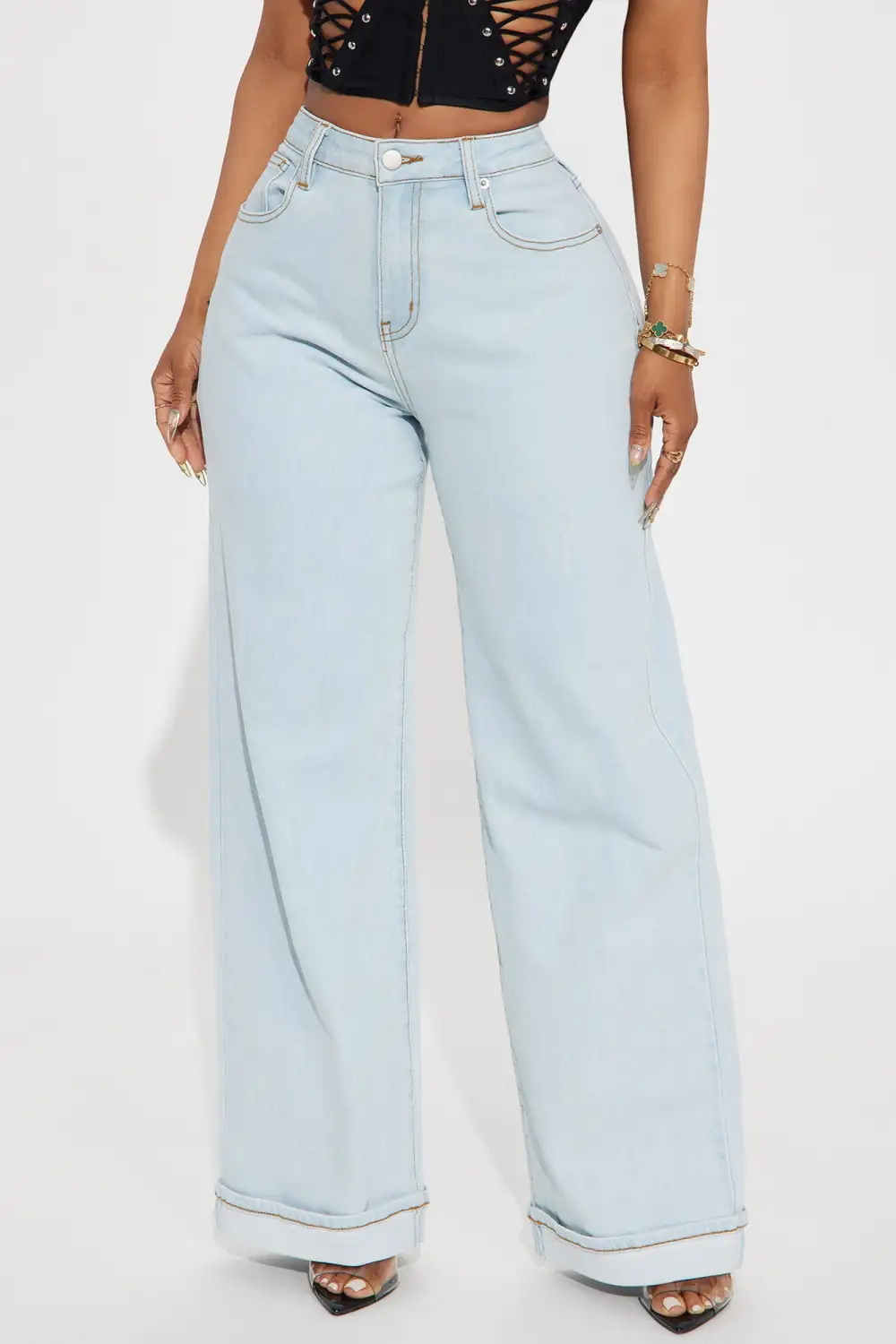 Poppin' Off Stretch Baggy Jeans - Light Wash