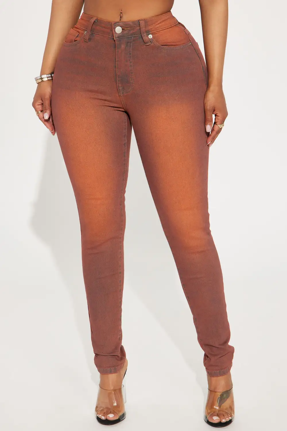 Hampton Tinted High Stretch Skinny Jeans - Orange