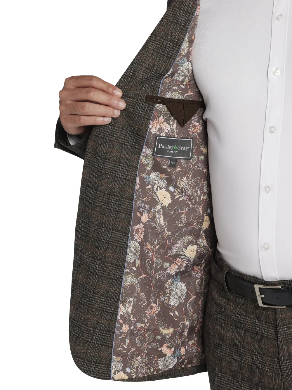 Paisley &Amp; Gray Slim Fit Plaid Suit Jacket