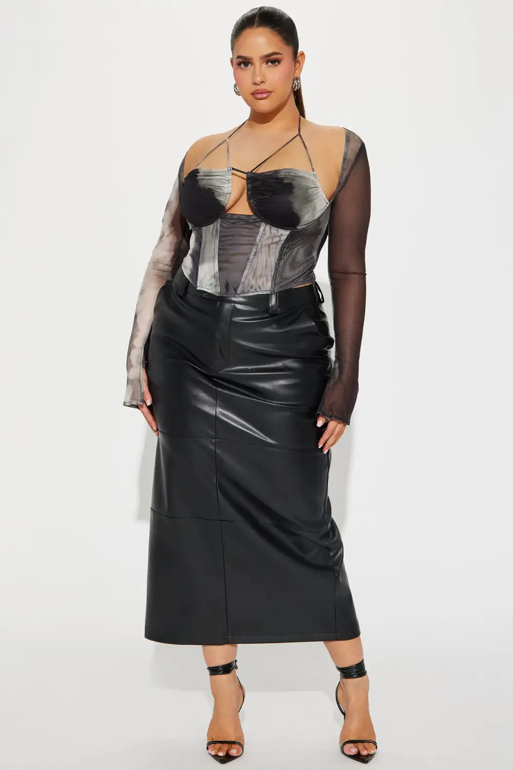 Malia Mesh Corset Top - Black/combo