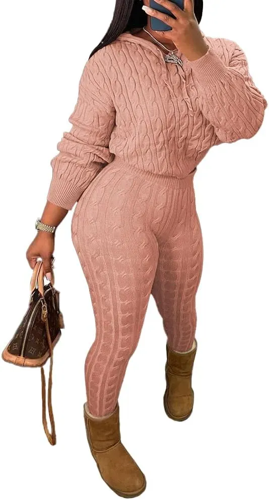 Knit Two Piece Outfits For Women Sweater Sets